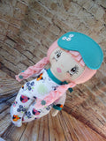 Lollipop Girl, White, Pink Hair-Braids, White Floral Print Footed PJs