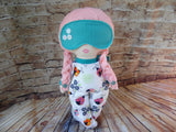 Lollipop Girl, White, Pink Hair-Braids, White Floral Print Footed PJs