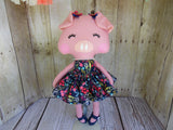 Pig, Pink, Girl, Navy Floral Print Dress