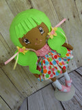 Lollipop Girl, Dark, Bright Green Hair, Lollipop Print Top/ Skirt