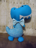 Dinosaur, Boy, T-Rex, Turquoise with Checked Body