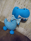 Dinosaur, Boy, T-Rex, Turquoise with Checked Body