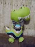 Dinosaur, Boy, T-Rex, Lime Green with Wavy Stripes
