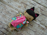 Wee Baby Girl Doll, Tan, Turquoise Floral Print Dress