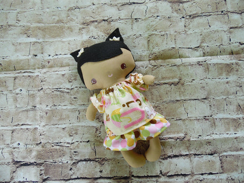 Wee Baby Girl Doll, Tan, Polka Dot Skirt/Matching Print Top
