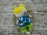 Wee Baby Girl Doll, White, Lime Green Shorts/Blue Print Top