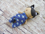 Wee Baby Girl Doll, Tan, Blue Overalls with Birdies