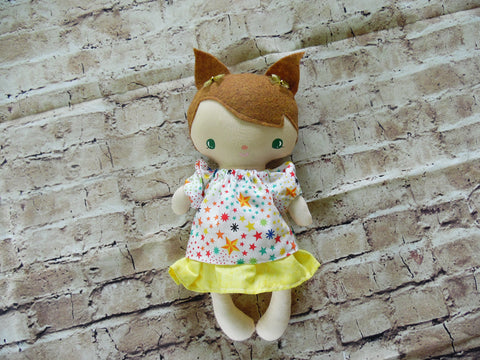 Wee Baby Girl Doll, White, Yellow Skirt/Star Print Top
