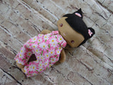 Wee Baby Girl Doll, Tan, Pink Daisy Overalls
