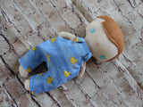 Wee Baby Boy Doll, White, Blue Overalls with Duckies