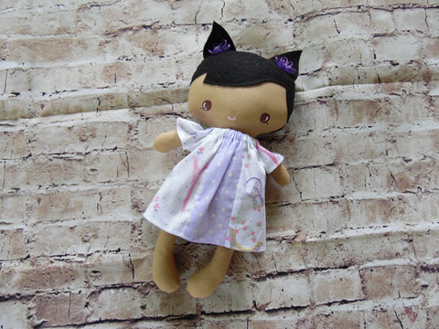 Wee Baby Girl Doll, Tan, White/Purple Paris Dress