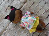 Wee Baby Girl Doll, Dark, Yellow Skirt Floral Top