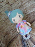 Lollipop Girl, White, Aqua Hair High Ponytail, Tie-Dye Print Dress