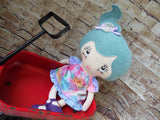 Lollipop Girl, White, Aqua Hair High Ponytail, Tie-Dye Print Dress