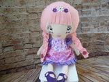 Lollipop Girl, White, Pink Braids, Pink/Purple Floral Print Dress