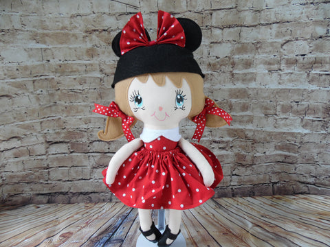Mouse Girl, Tan Hair, Red Polka Dot Dress